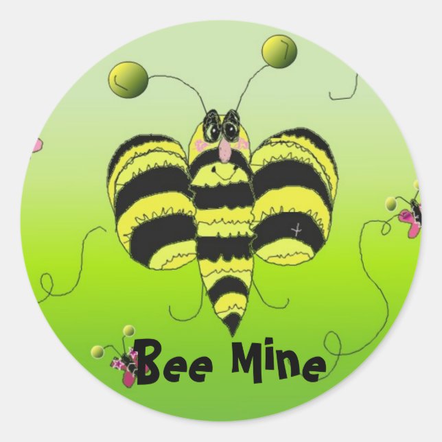 Pegatina Redonda Mía Abeja (Anverso)