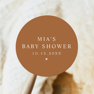Pegatina Redonda MIA Arched Boho Terracotta Baby Shower
