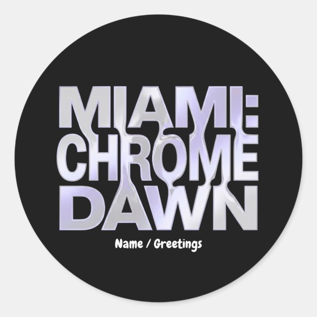 Pegatina Redonda Miami Chrome Dawn Liquid Metal Y3K Aesthetic Art (Anverso)