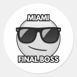 Pegatina Redonda Miami Final Boss Cool Emoji Sticker