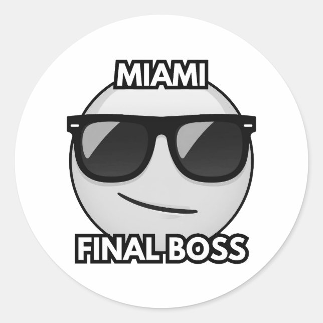 Pegatina Redonda Miami Final Boss Cool Emoji Sticker (Anverso)