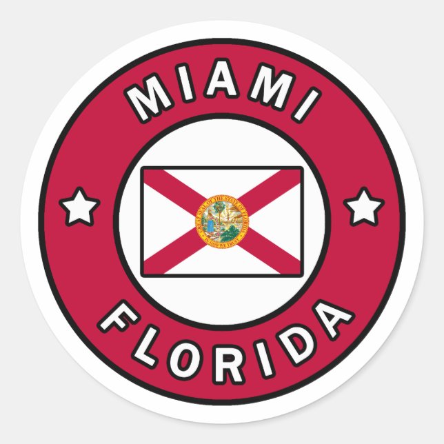Pegatina Redonda Miami Florida (Anverso)