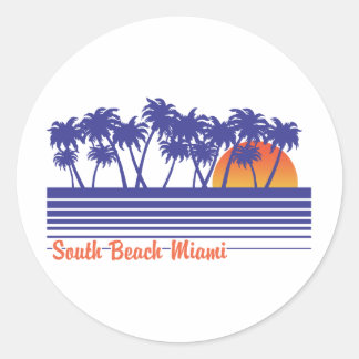 Pegatina Redonda Miami South Beach