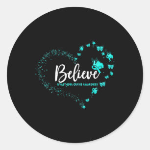 Pegatina Redonda Miastenia Gravis Awareness Butterfly Belige