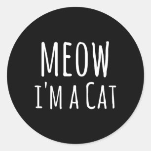 Pegatina Redonda Miau Un Gato - Gato Divertido Amante Pereza Hallow