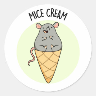 Pegatina Redonda Mice Cream Funny Ice Cream Pun
