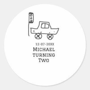 Pegatina Redonda Michael cumpliendo dos años semáforo de coche de j