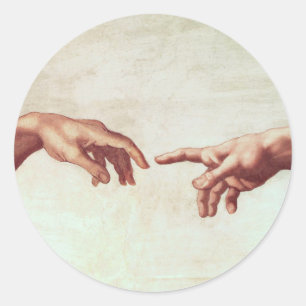 Pegatina Redonda Michelangelo Hands