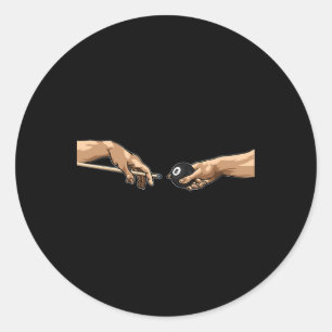 Pegatina Redonda Michelangelo Manos Creación De Adam Pool Billiards