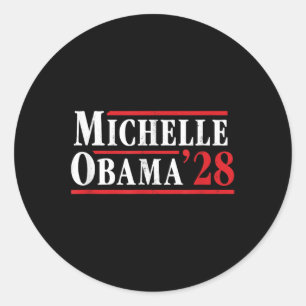 Pegatina Redonda Michelle Obama 2028 - Campaña Retro Electoral