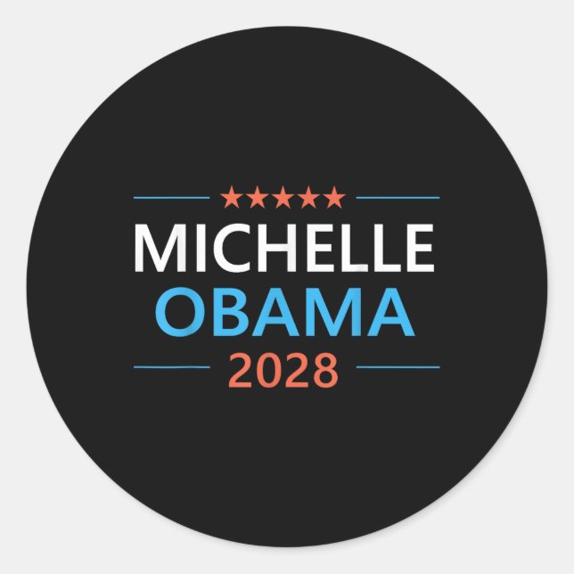 Pegatina Redonda Michelle Obama 2028 para las elecciones presidenci (Anverso)