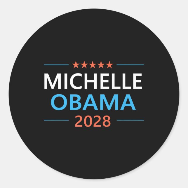 Pegatina Redonda Michelle Obama 2028 para las elecciones presidenci (Anverso)