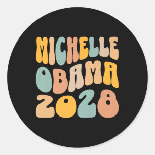 Pegatina Redonda Michelle Obama 2028 Para Presidente Resist Wavy Gr