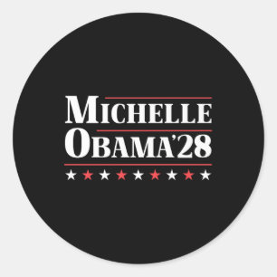 Pegatina Redonda Michelle Obama Para La Prima Presidencial 2028