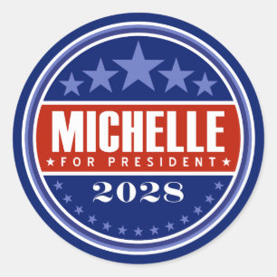 Pegatina Redonda Michelle Obama Presidenta 2028
