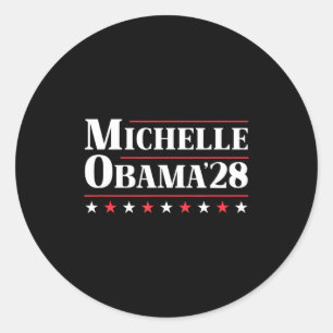 Pegatina Redonda Michelle Obama Presidenta 2028 Camiseta.png