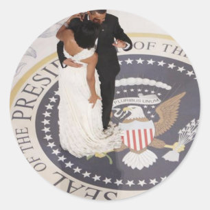 Pegatina Redonda Michelle y Barack Obama