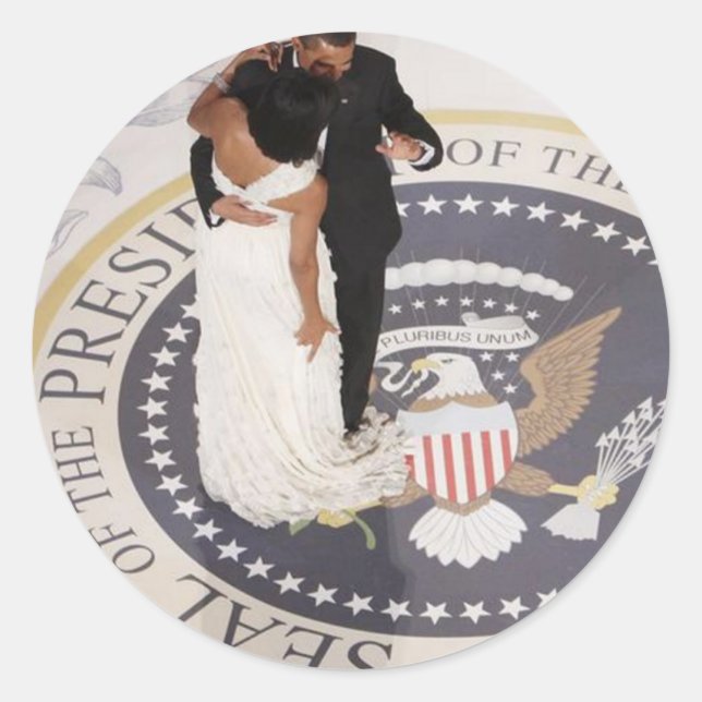 Pegatina Redonda Michelle y Barack Obama (Anverso)