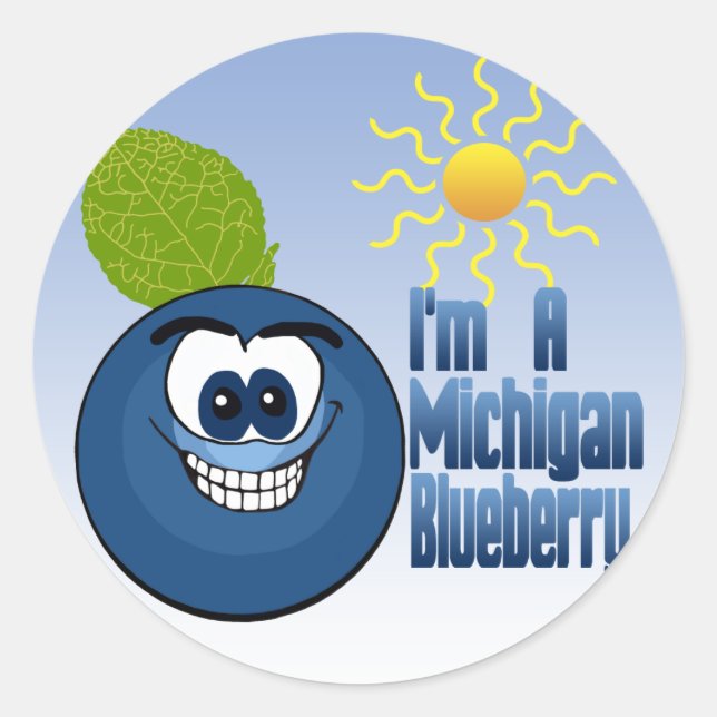 Pegatina Redonda Michigan Blueberry (Anverso)