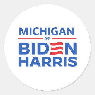 Pegatina Redonda Michigan para Biden Harris