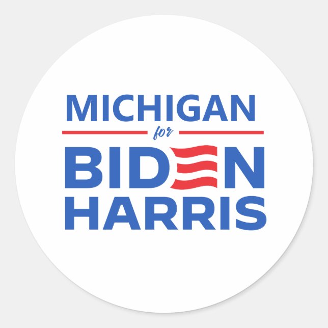 Pegatina Redonda Michigan para Biden Harris (Anverso)