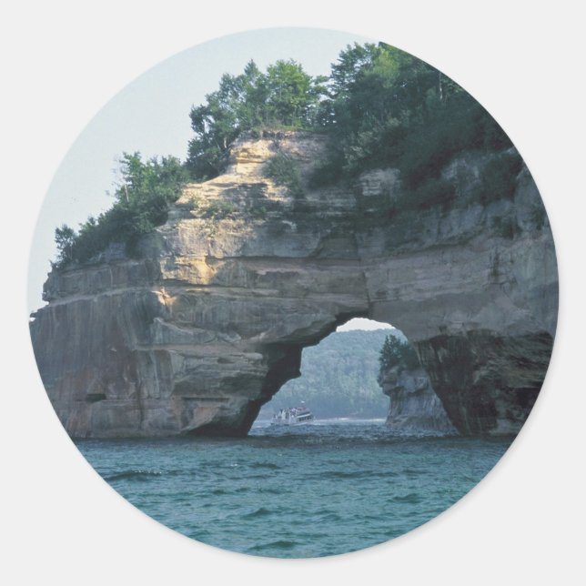 Pegatina Redonda Michigan Petit Portal Geology Photo (Anverso)