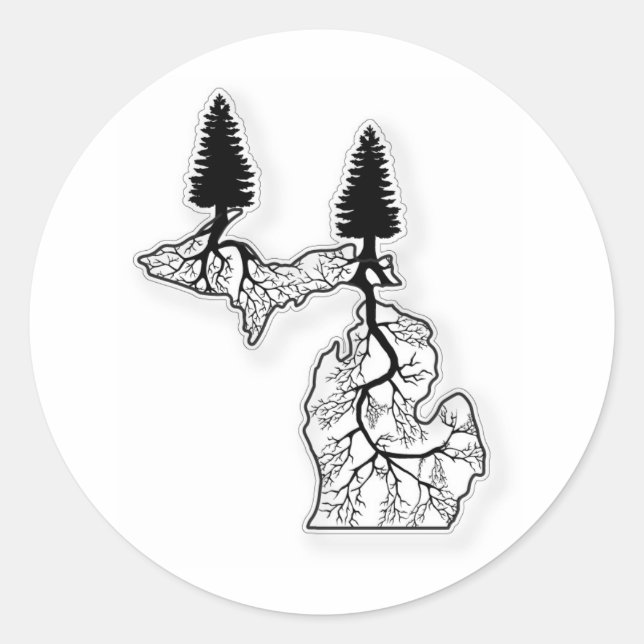 Pegatina Redonda Michigan Roots (Anverso)