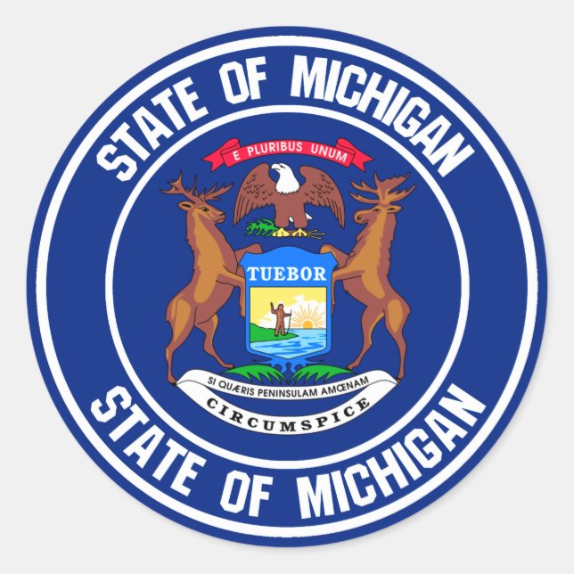 Pegatina Redonda Michigan Round Emblem (Anverso)