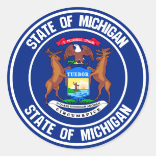 Pegatina Redonda Michigan Round Emblem