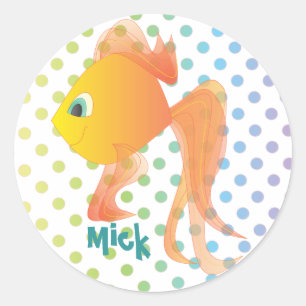 Pegatina Redonda Mick el Goldfish