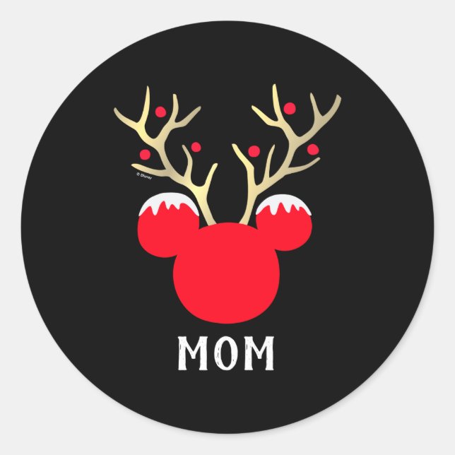 Pegatina Redonda Mickey Family Christmas Mom  (Anverso)