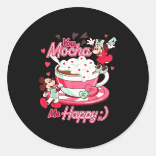 Pegatina Redonda Mickey & Minnie Día de San Valentín Tú me haces Mo