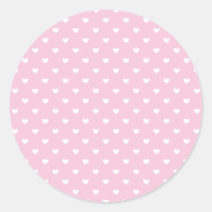 Pegatina Redonda Micro Corazones Blancos - Rosa Claro