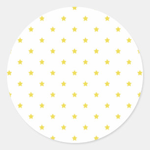 Pegatina Redonda Micro Estrellas Amarillo Dorado - Blanco