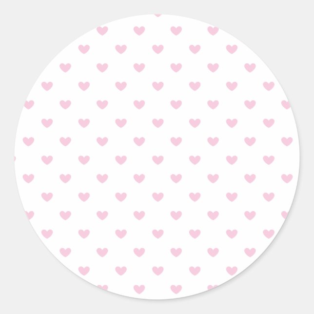 Pegatina Redonda Micro Hearts Rosa Claro - Blanco (Anverso)