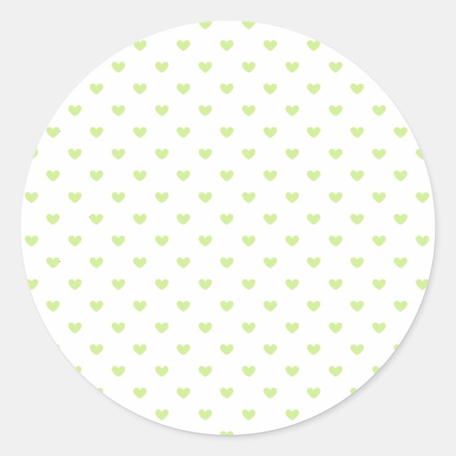 Pegatina Redonda Micro Hearts Spring Green - Blanco (Anverso)