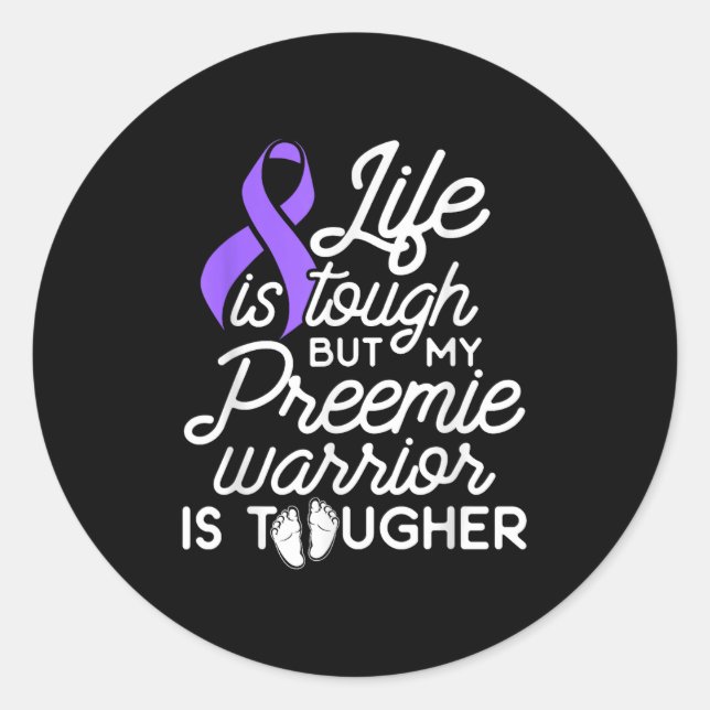 Pegatina Redonda Micro Preemie Nicu Daddy Mom Tough Premature Birth (Anverso)
