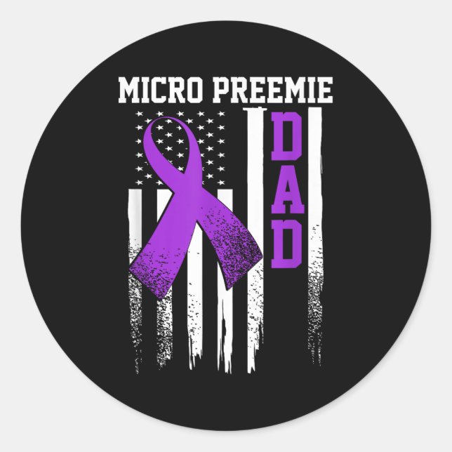 Pegatina Redonda Micro Preemie Nicu New Dad Healthy Premature Birth (Anverso)
