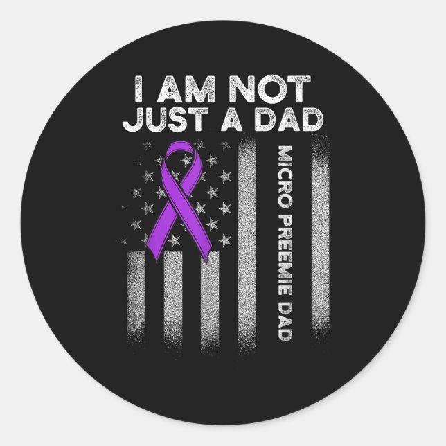 Pegatina Redonda Micro Preemie Nicu New Dad Think Premature Birth  (Anverso)