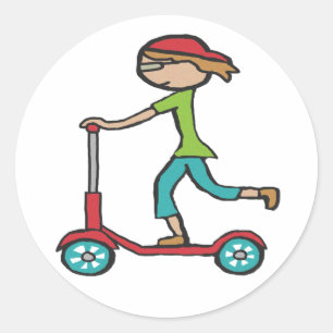 Pegatina Redonda Micro Scooter