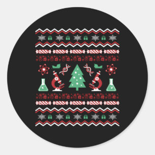 Pegatina Redonda Microbiología del Adn Feo del Laboratorio Científi