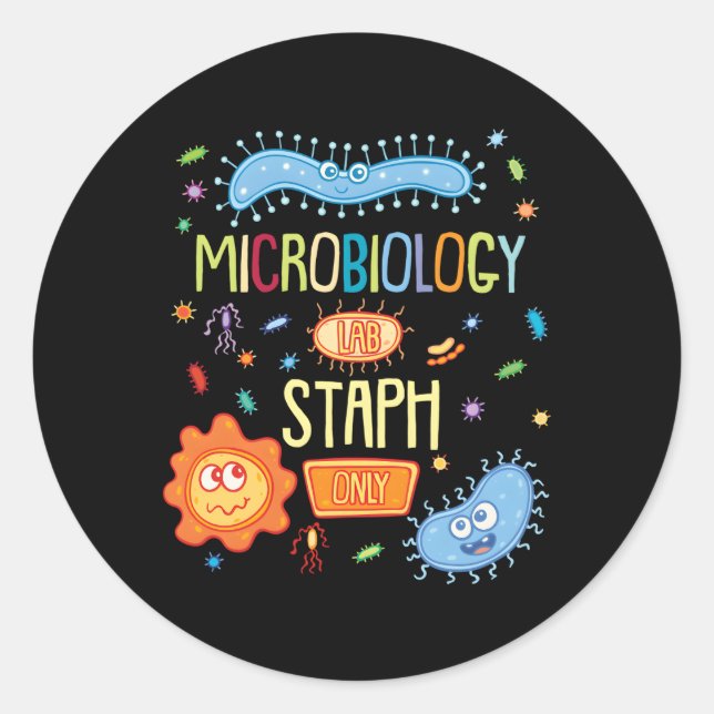 Pegatina Redonda Microbiólogo Biología Microbiología Sólo Staph (Anverso)