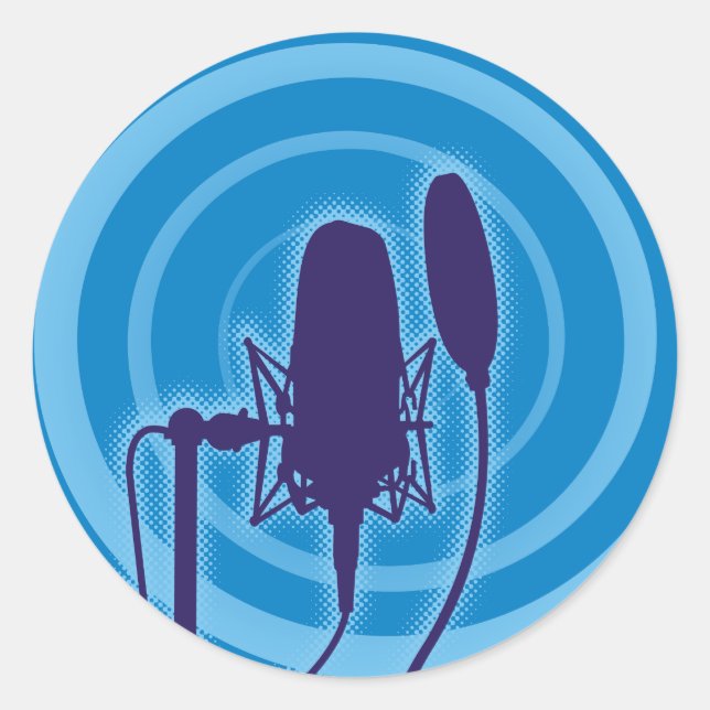 Pegatina Redonda Micrófono de estudio (Anverso)