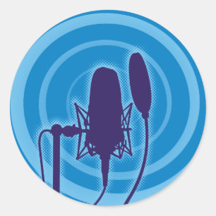 Pegatina Redonda Micrófono del estudio