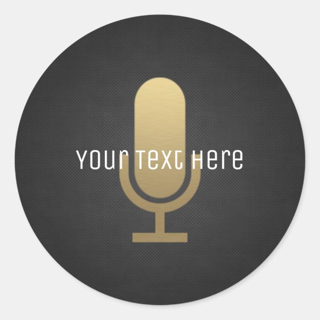 Pegatina Redonda Micrófono dorado (Anverso)
