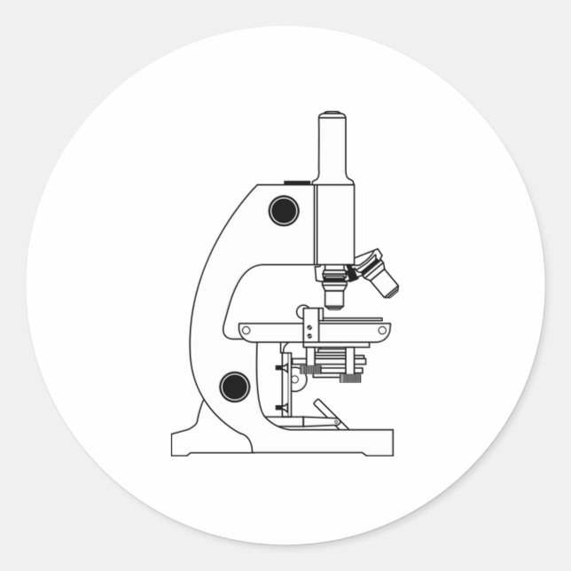 Pegatina Redonda Microscopio científico (Anverso)