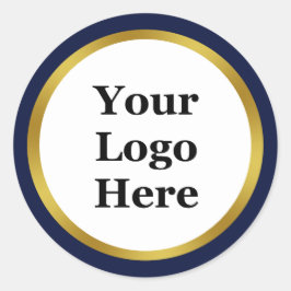 Pegatina Redonda Midnight Blue White Gold Tu plantilla de logotipo 