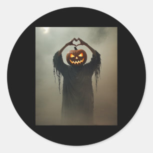 Pegatina Redonda Miedo espantado Jack Olantern Sala de terror de ma