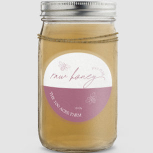 Pegatina Redonda Miel cruda acuaria moderna malva y blanca