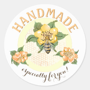 Pegatina Redonda Miel de abeja envasado en panal